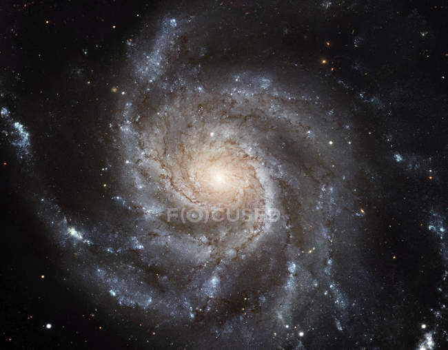 Spiral galaxy M101, Hubble Space Telescope image. M101 is also known as the Pinwheel Galaxy. — Stock Photo