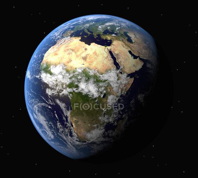 Digital illustration of Earth centered on Africa. — Stock Photo