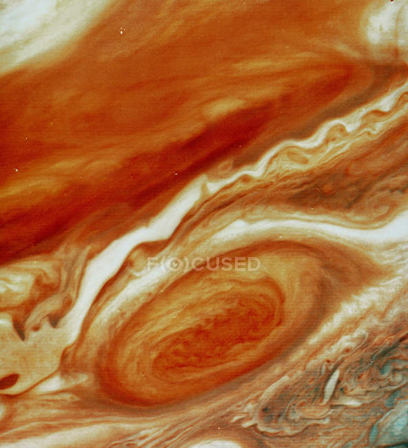 Blick auf großen roten Fleck auf Jupiter-Planetenoberfläche. — Stockfoto