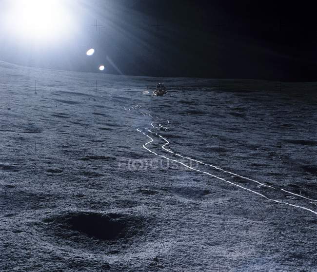 Lunar landing module in Fra Mauro area on surface of Moon. — Stock Photo