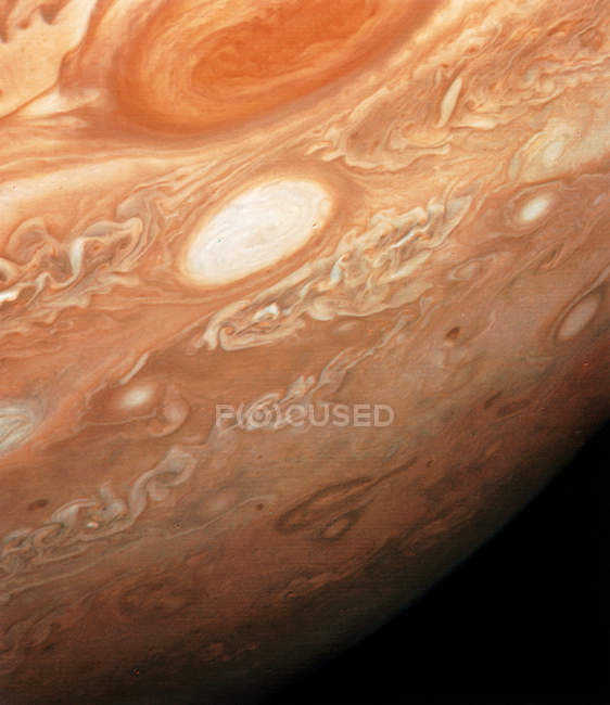 View of Great Red Spot on Jupiter planet surface. — Stock Photo