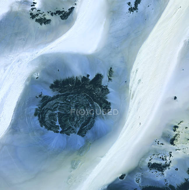 Libyan Desert rock outcrop, satellite image. — Stock Photo