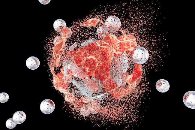 Destruction of cancer cell — Stock Photo