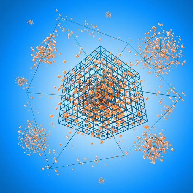 Cube atome sur fond bleu, illustration numérique
. — Photo de stock