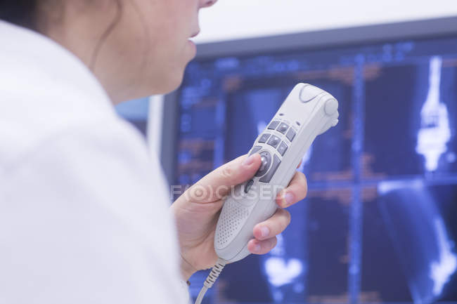 Radiologist recording results of CT scanning. — Stock Photo