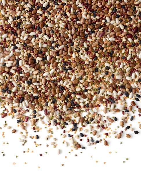 Mixed beans on white background. — Stock Photo