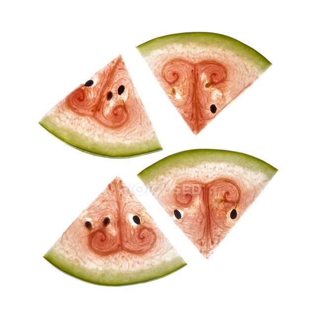 Scheiben Wassermelone auf weißem Hintergrund. — Stockfoto