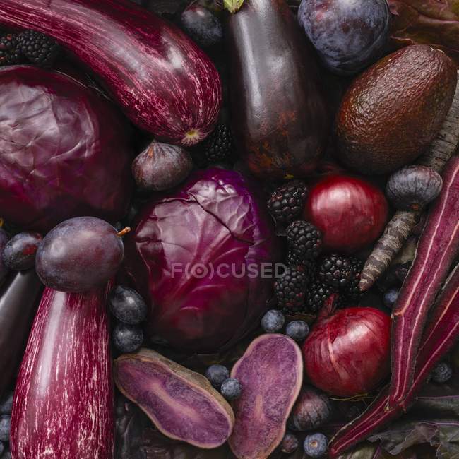 Fresh purple produce, full frame. — Stock Photo