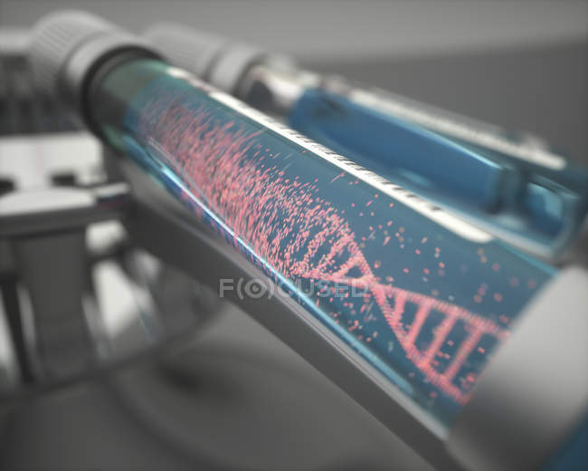 ДНК-ланцюг у пробірці, цифрова ілюстрація . — стокове фото