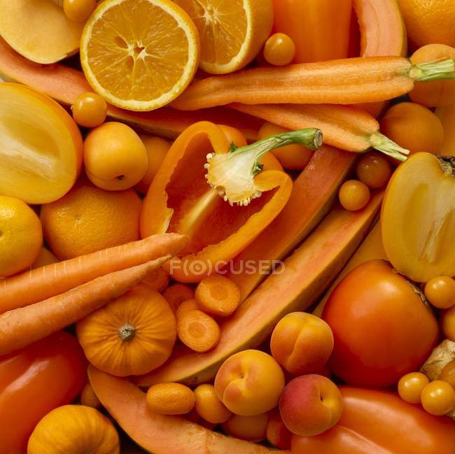 Prodotti freschi arancioni, full frame . — Foto stock