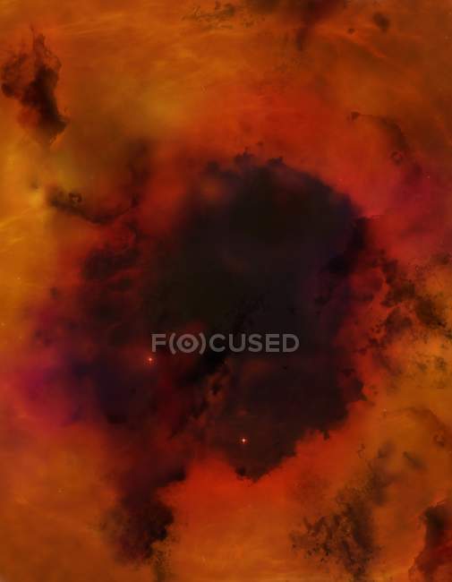 Obra de arte de la computadora de la pequeña nebulosa oscura Bok globule . - foto de stock