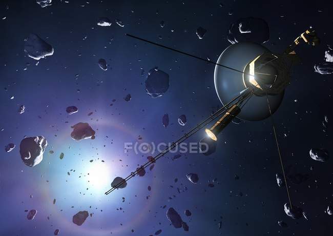 Opera digitale della sonda Voyager sulla nube di Oort . — Foto stock