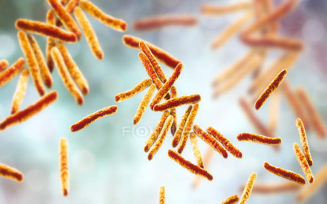 Ilustración digital de bacterias grampositivas de Mycobacterium tuberculosis en forma de barra
. — Stock Photo
