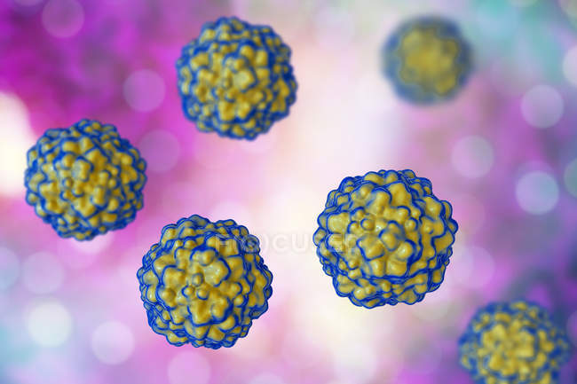 Partículas de virus transmitidas por transfusión, ilustración digital - foto de stock