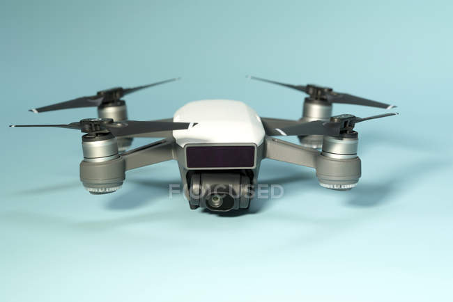 Quadcopter multirotor helicopter drone on plain background. — Stock Photo