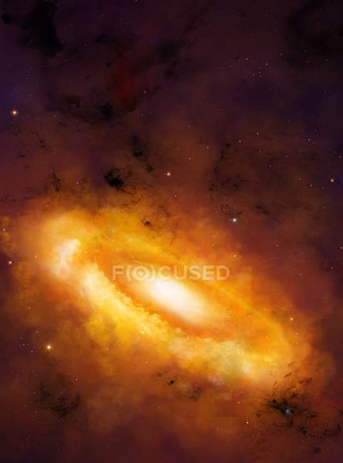 Ilustración de la nebulosa solar primordial que rodea a la estrella recién nacida . - foto de stock