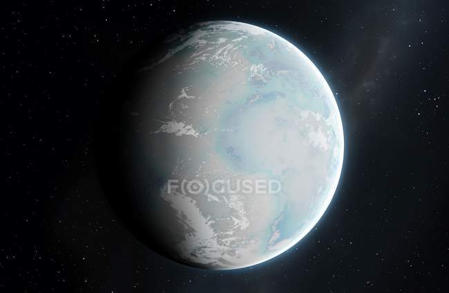 Illustrazione del pianeta Terra con continenti ricoperti di ghiaccio . — Foto stock