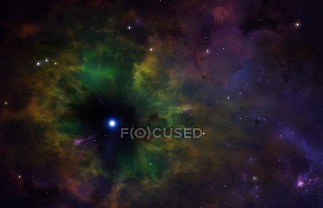 Иллюстрация воображаемой планетарной туманности в космосе . — стоковое фото