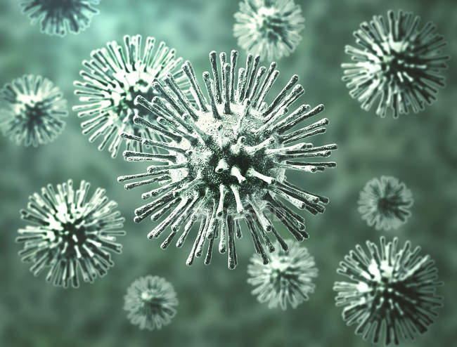 Ilustração digital de células virais moldadas
. — Fotografia de Stock