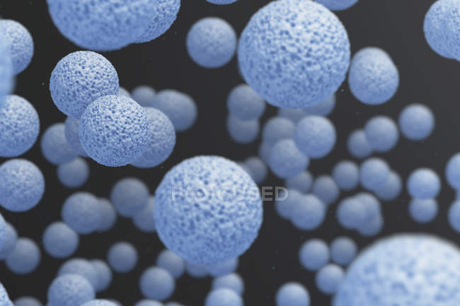 Células azuis sobre fundo preto, ilustração digital . — Fotografia de Stock