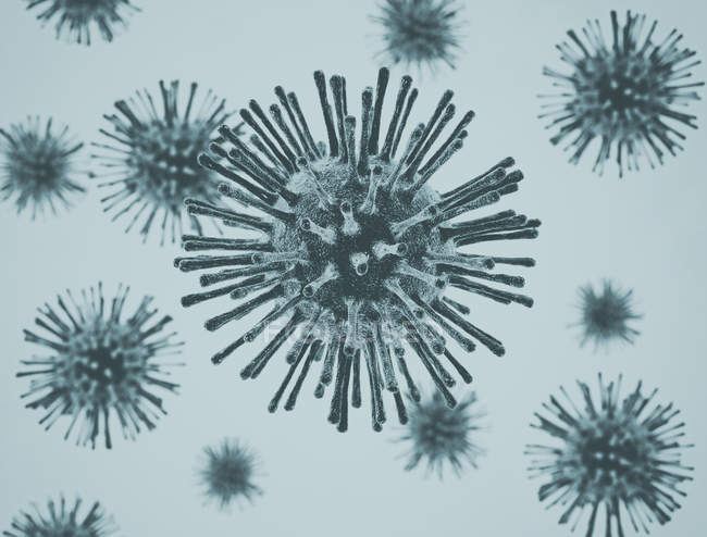 Digitale Illustration von geformten Viruszellen. — Stockfoto