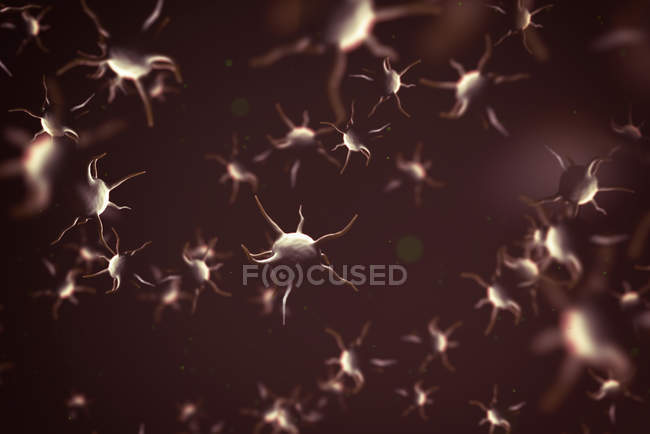 Digitale Illustration von Viruspartikeln auf schlichtem Hintergrund. — Stockfoto
