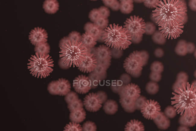 Illustration numérique de particules de virus rouges sur fond clair
. — Photo de stock