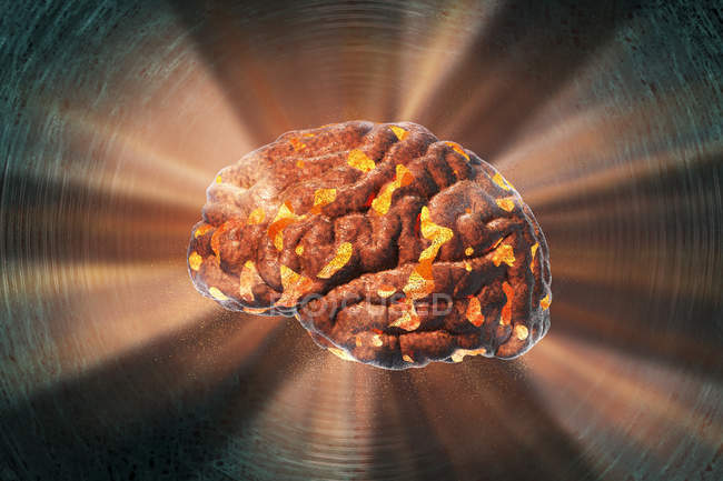 Ilustración conceptual de la explosión del cerebro humano . - foto de stock