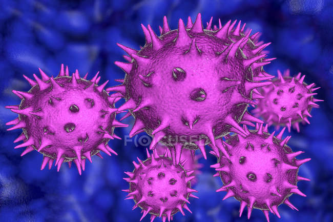 Digital illustration of pollen grains on anther of Chinese hibiscus flower. — Stock Photo