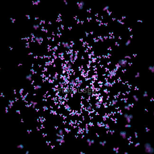 Illustration numérique du nuage d'anticorps sur fond noir
. — Photo de stock