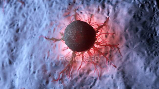 Illustration of illuminated red human cancer cell. — Stock Photo