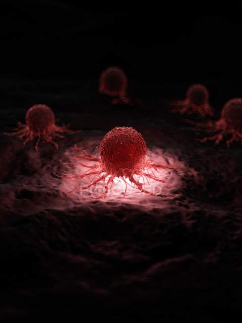 Иллюстрация светящихся раковых клеток на черном фоне
. — стоковое фото