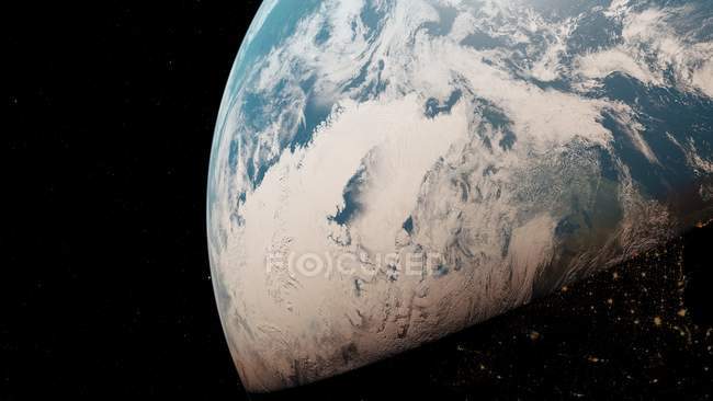 Иллюстрация земной планеты из тёмного космоса . — стоковое фото