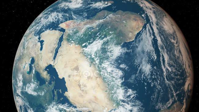 Ilustración de la superficie del planeta Tierra desde el espacio . - foto de stock
