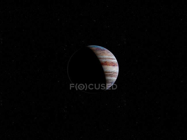 Illustration of beautiful Jupiter planet in dark space. — Stock Photo