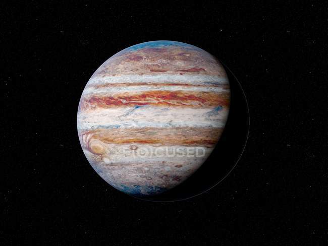 Ilustración del hermoso planeta Júpiter en el espacio oscuro . - foto de stock