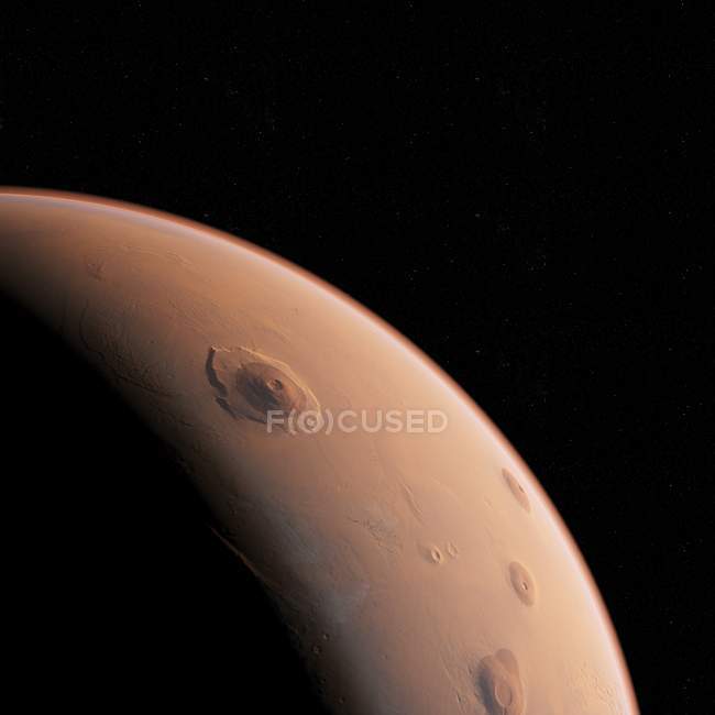 Illustration des Mars-Planetenteils auf schwarzem Hintergrund. — Stockfoto