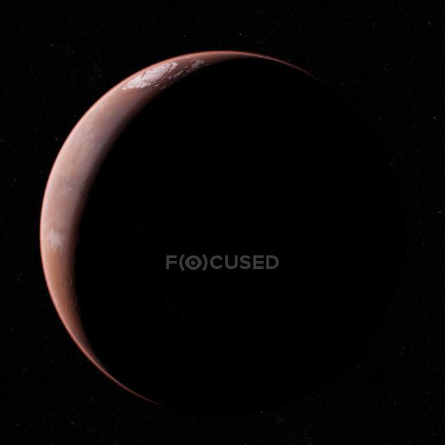 Ilustración del planeta Marte en sombra sobre fondo negro
. - foto de stock