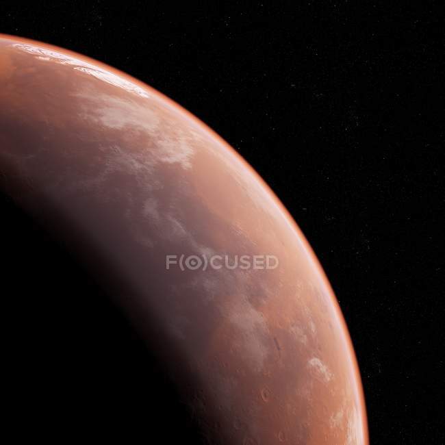 Ilustración de la parte del planeta Marte sobre fondo negro . - foto de stock