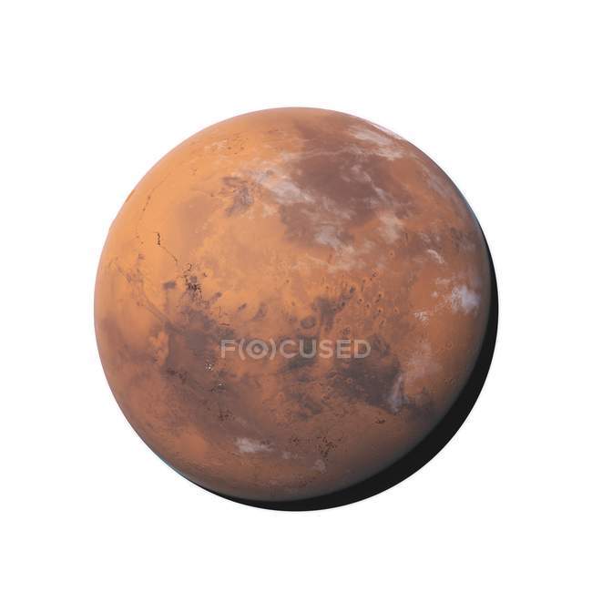 Illustration of Mars planet in shadow on white background. — Stock Photo