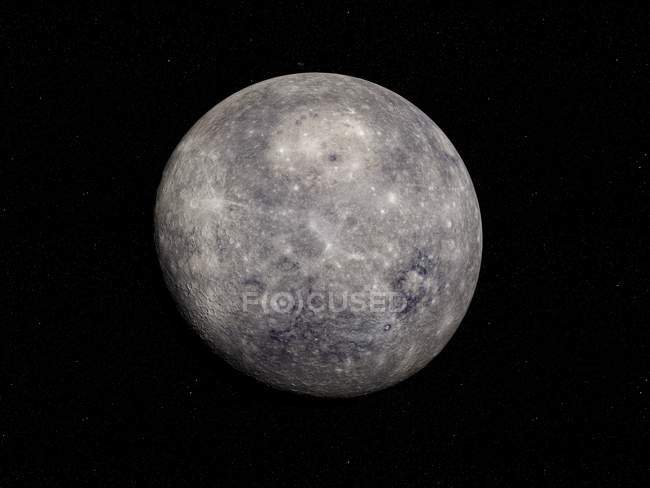 Illustration of grey Mercury planet on black background. — Stock Photo