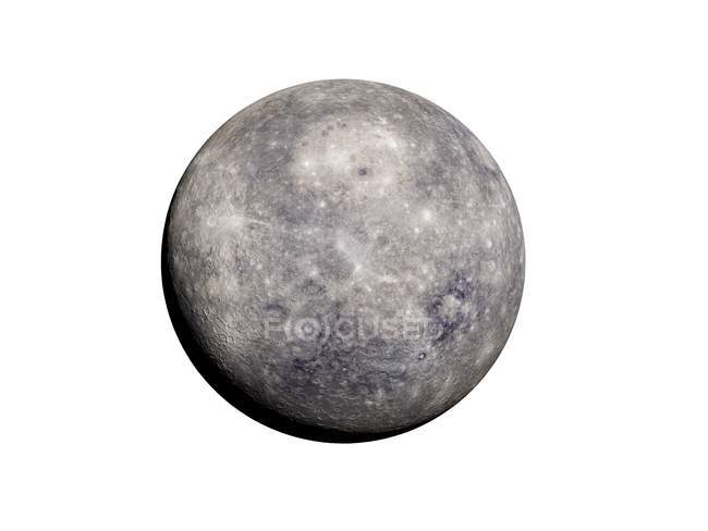 Illustration of grey Mercury planet on white background. — Stock Photo