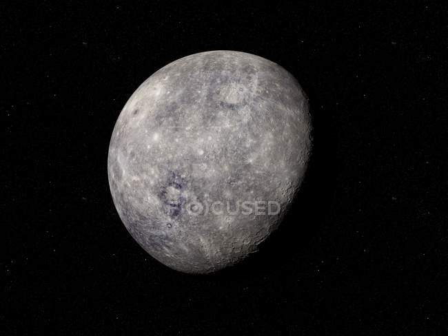 Ilustração do planeta Mercúrio cinzento sobre fundo preto . — Fotografia de Stock