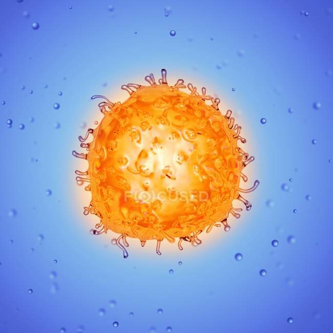 Abbildung der gelben Stammzelle auf blauem Hintergrund. — Stockfoto