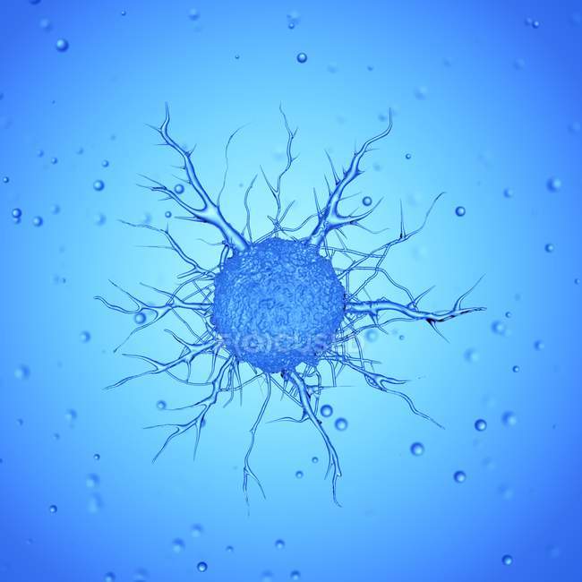 Illustration of blue cancer cell on blue background. — Stock Photo
