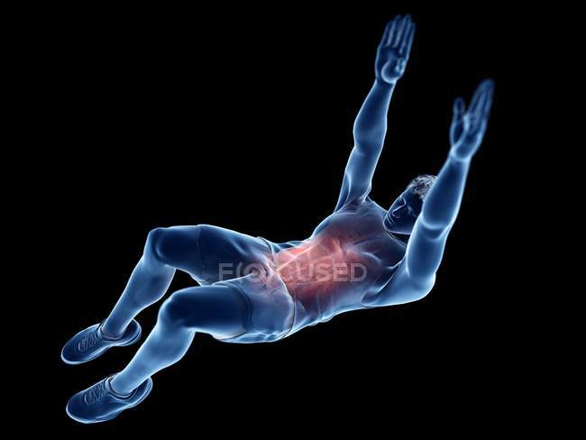 3d rendu illustration de la silhouette de l'homme faisant abs séance d'entraînement . — Photo de stock