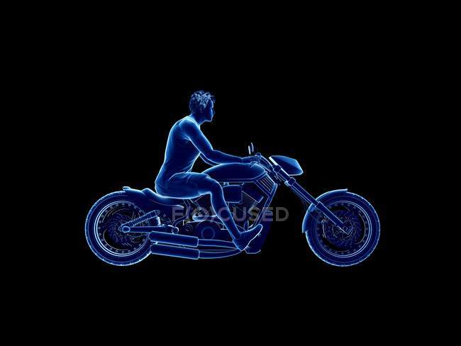 3d renderizado ilustración de motorista masculino sobre fondo negro . - foto de stock