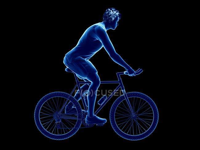 3D надані ілюстрація чоловічого велосипедист на чорному фоні. — стокове фото