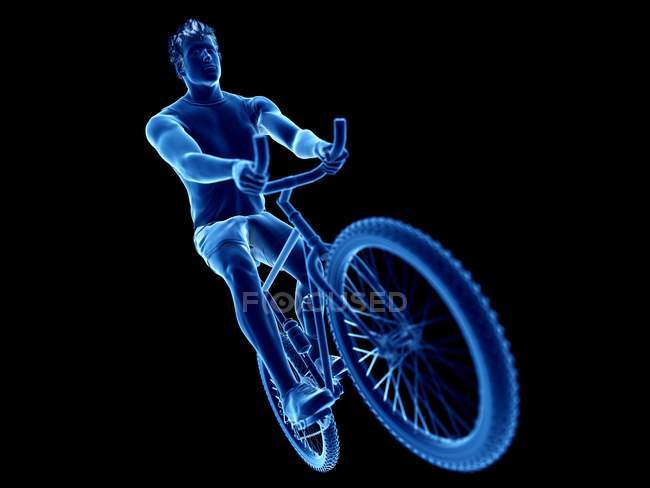 Illustration en 3D du cycliste masculin sur fond noir . — Photo de stock
