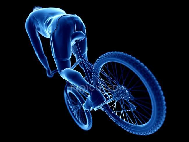 3d renderizado ilustración de ciclista masculino sobre fondo negro . - foto de stock